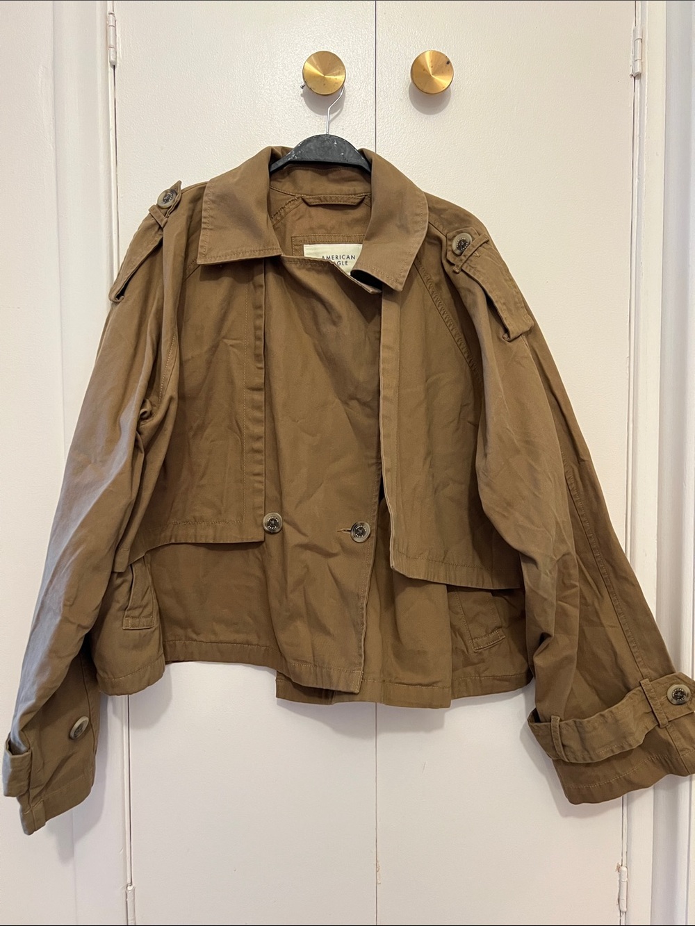American Eagle Brown Cropped Khaki Utility Jacket
